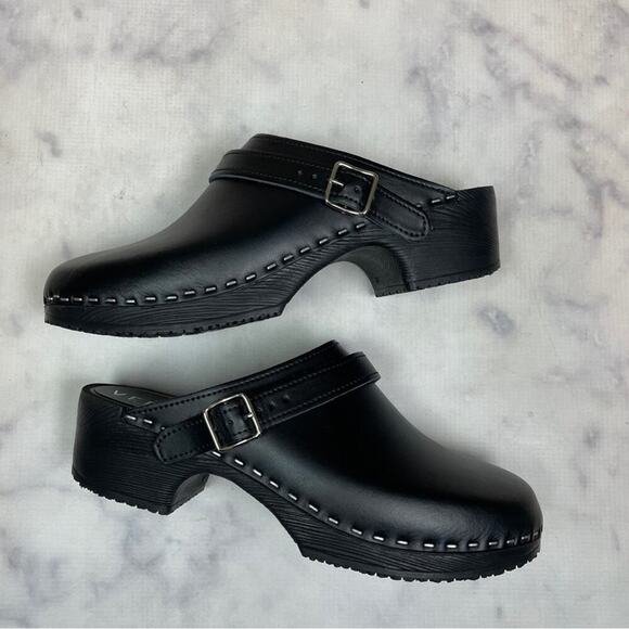 Verka Black Leather Convertible Slingback Professional Clogs Sz 41 - Picture 1 of 11